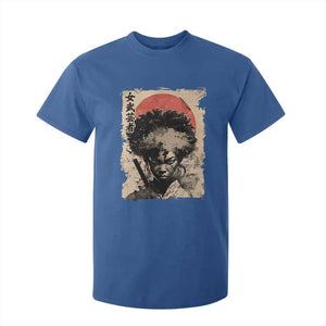 African American Female Samurai Warrior T Shirt For Kid Japanese Art Black Onna Bugeisha