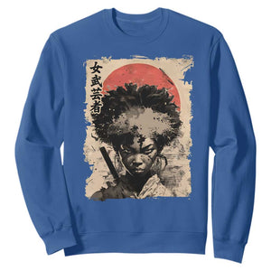 African American Female Samurai Warrior Sweatshirt Japanese Art Black Onna Bugeisha