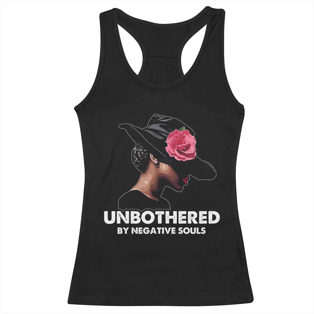 Funny African American Racerback Tank Top Unbothered By Negative Souls Afro Girl