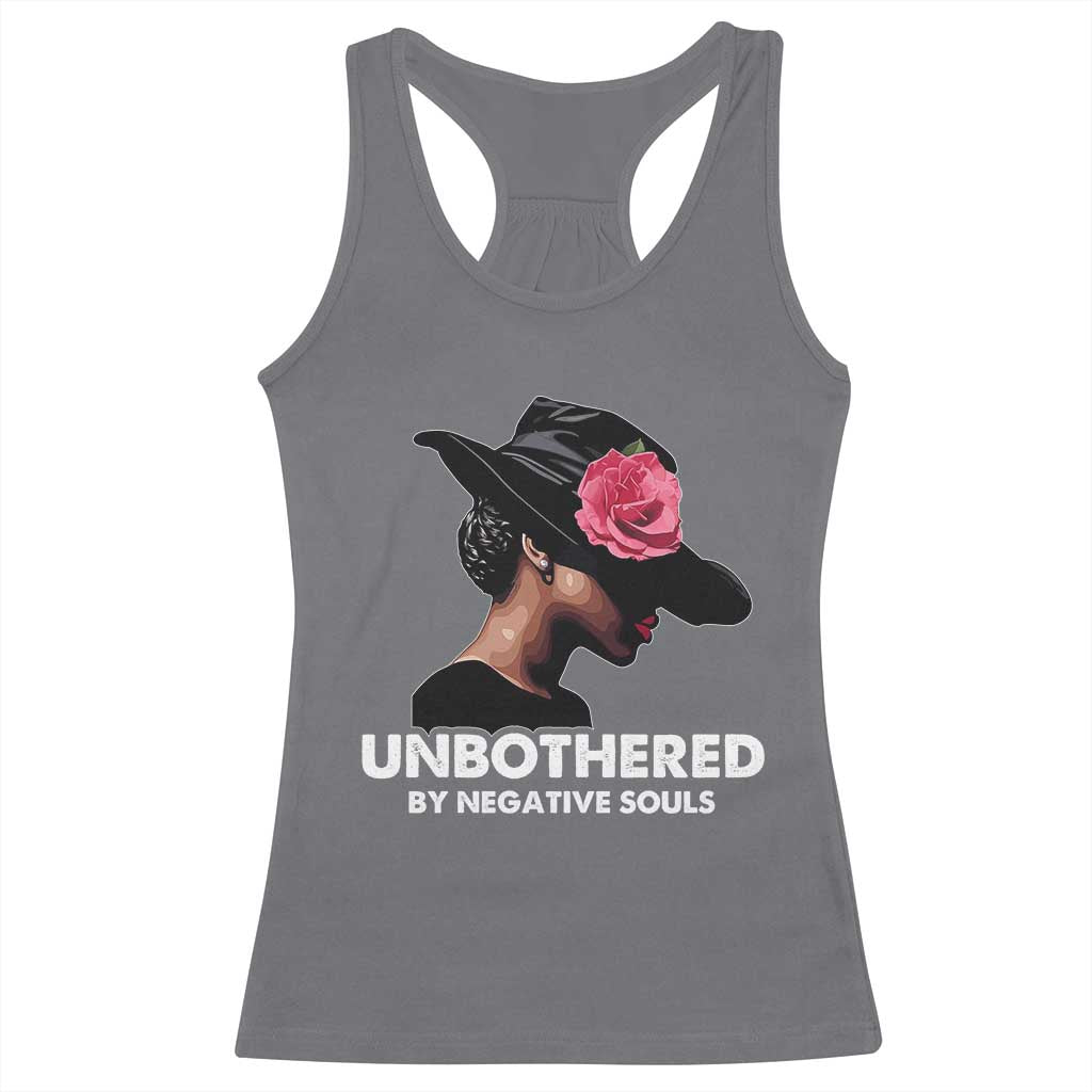Funny African American Racerback Tank Top Unbothered By Negative Souls Afro Girl