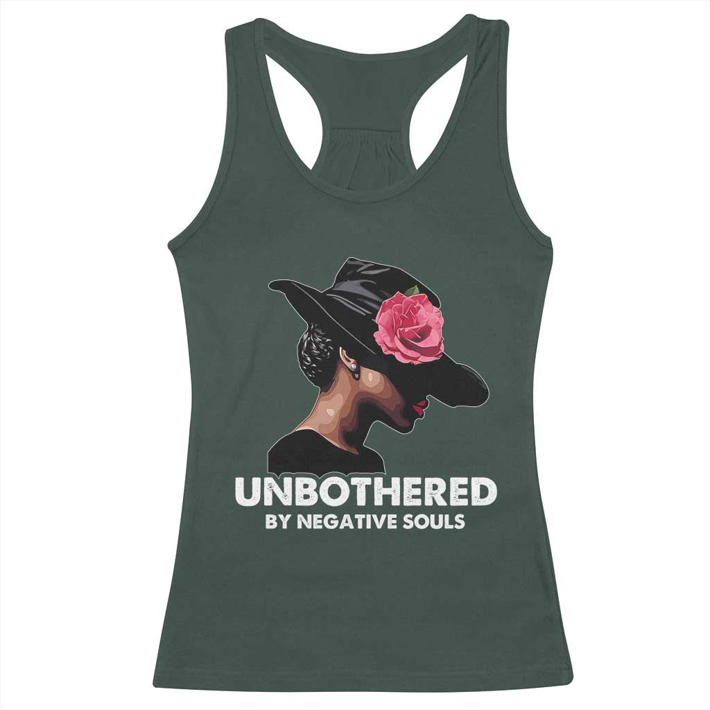 Funny African American Racerback Tank Top Unbothered By Negative Souls Afro Girl
