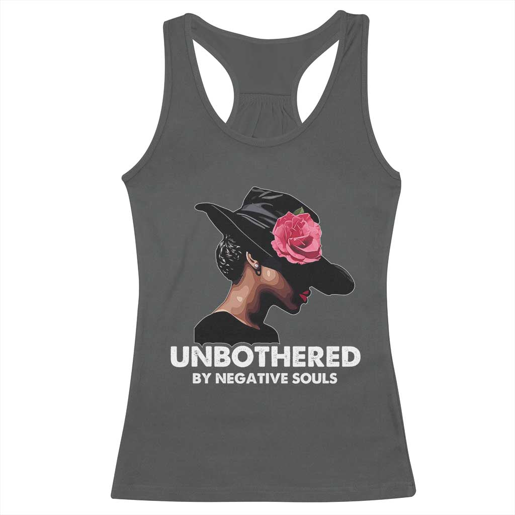 Funny African American Racerback Tank Top Unbothered By Negative Souls Afro Girl