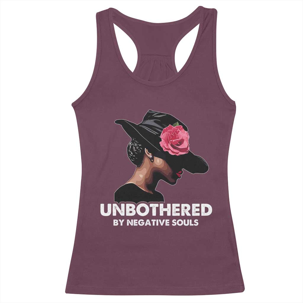 Funny African American Racerback Tank Top Unbothered By Negative Souls Afro Girl
