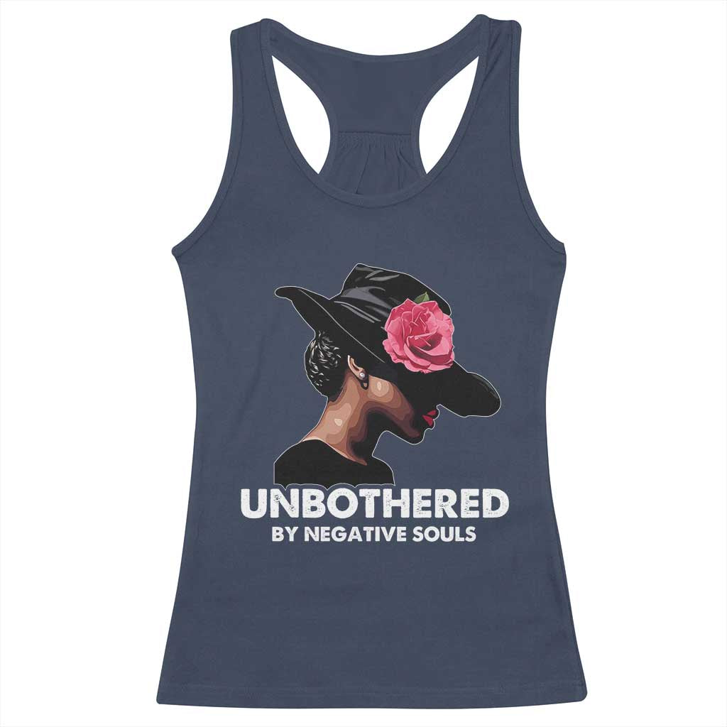 Funny African American Racerback Tank Top Unbothered By Negative Souls Afro Girl