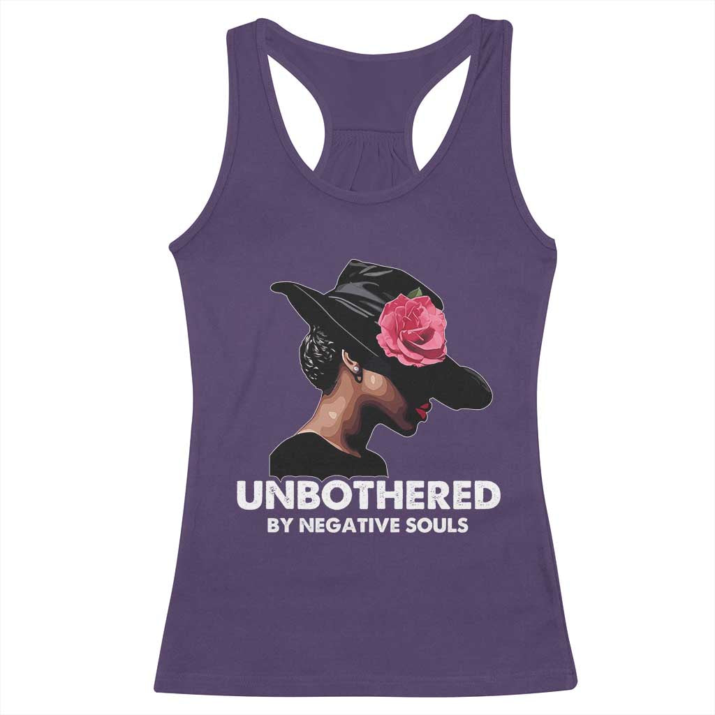 Funny African American Racerback Tank Top Unbothered By Negative Souls Afro Girl