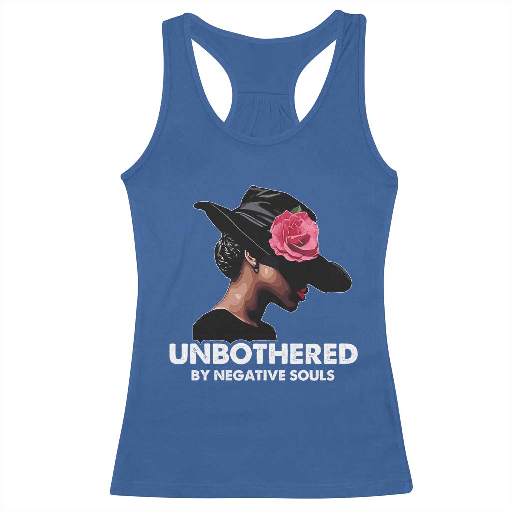 Funny African American Racerback Tank Top Unbothered By Negative Souls Afro Girl
