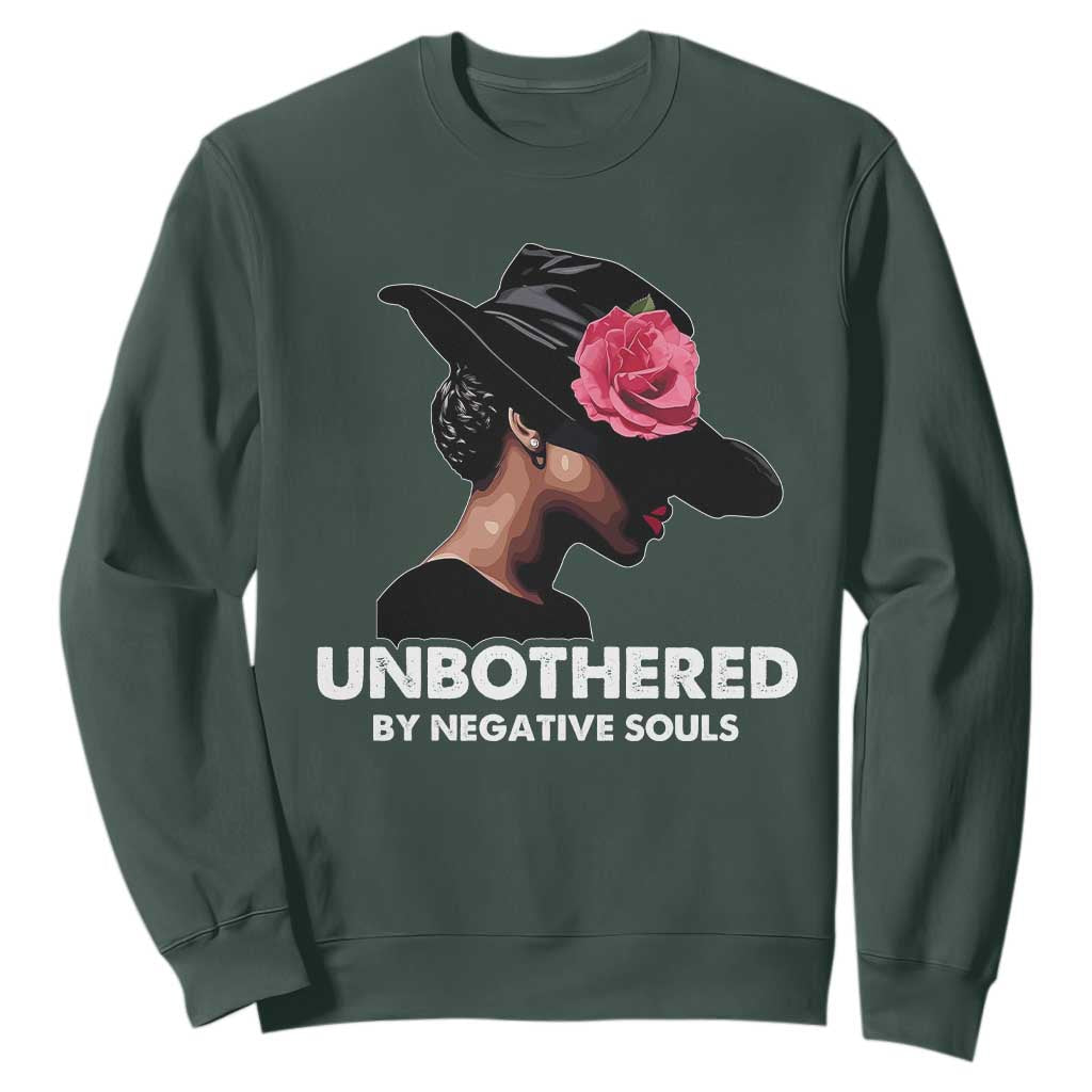 Funny African American Sweatshirt Unbothered By Negative Souls Afro Girl
