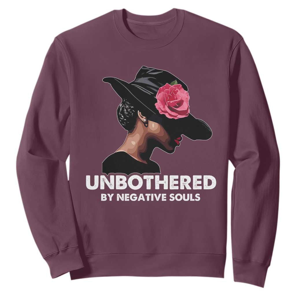 Funny African American Sweatshirt Unbothered By Negative Souls Afro Girl