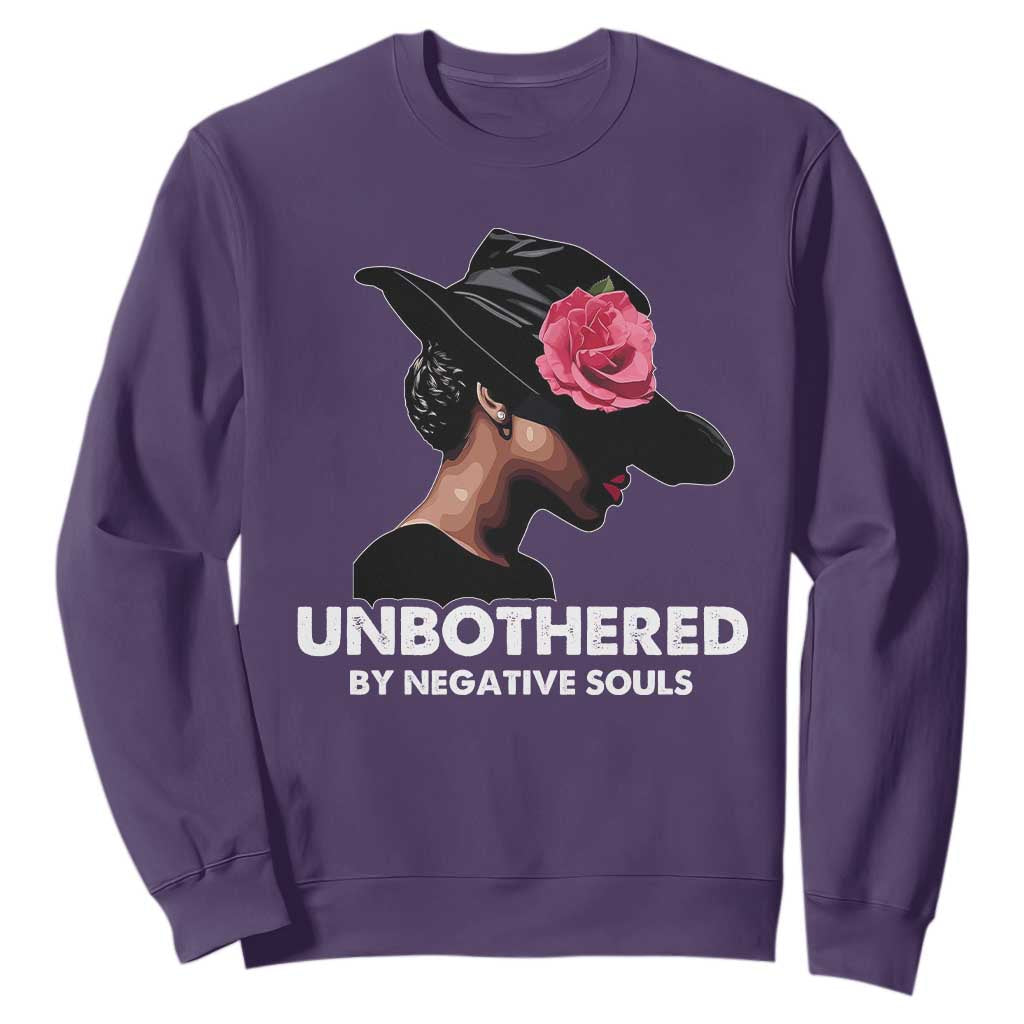 Funny African American Sweatshirt Unbothered By Negative Souls Afro Girl