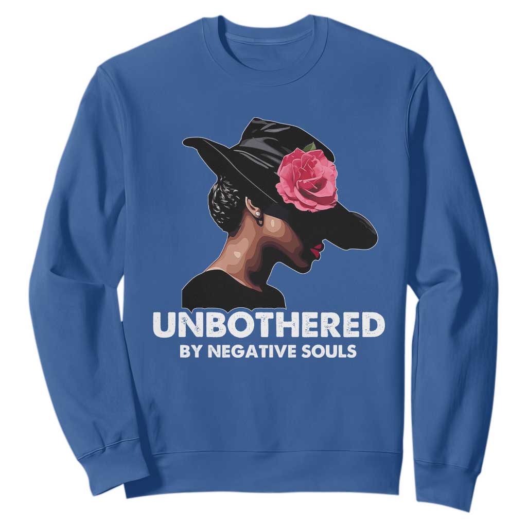 Funny African American Sweatshirt Unbothered By Negative Souls Afro Girl
