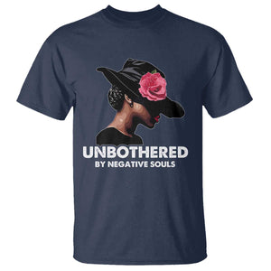 Funny African American T Shirt Unbothered By Negative Souls Afro Girl