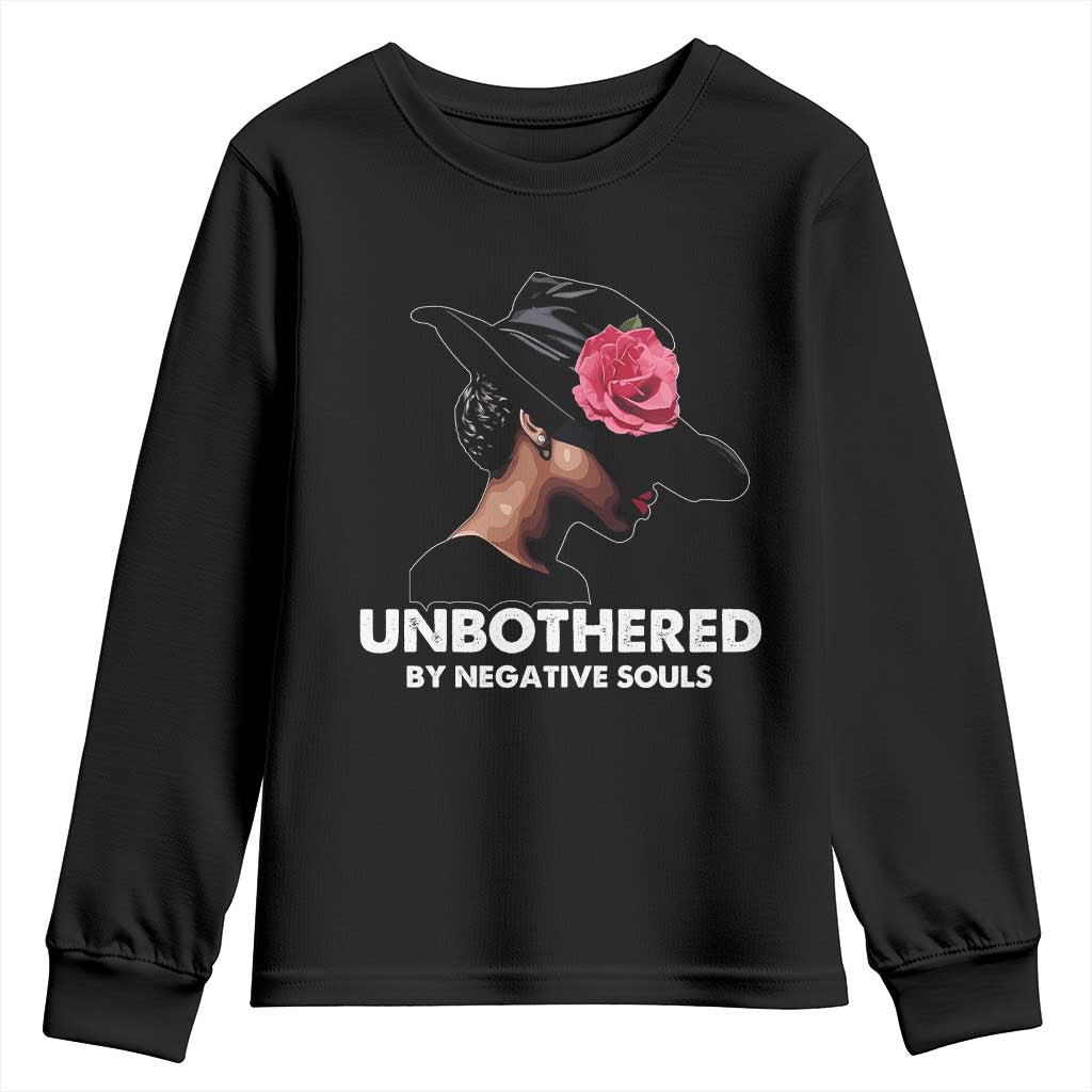 Funny African American Youth Sweatshirt Unbothered By Negative Souls Afro Girl