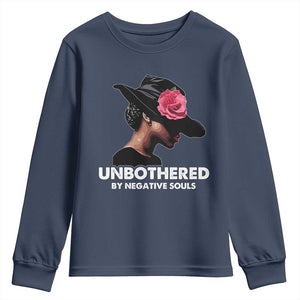 Funny African American Youth Sweatshirt Unbothered By Negative Souls Afro Girl