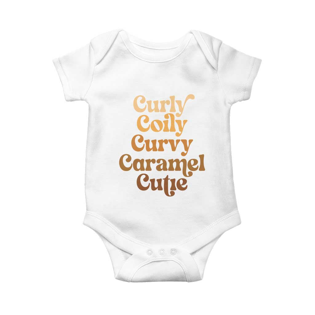 Afro Melanin Black Hair Baby Onesie Curly Coily Curvy Caramel Cutie