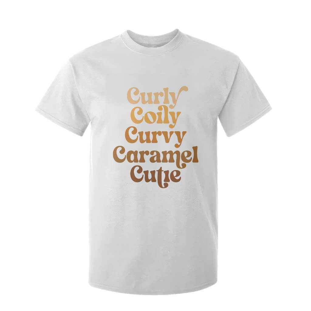 Afro Melanin Black Hair T Shirt For Kid Curly Coily Curvy Caramel Cutie