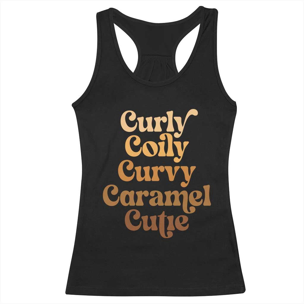Afro Melanin Black Hair Racerback Tank Top Curly Coily Curvy Caramel Cutie