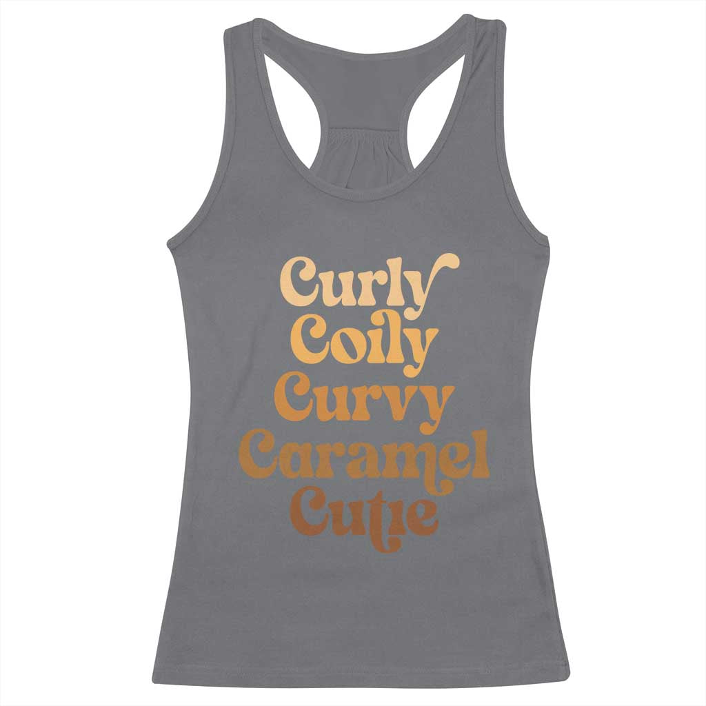 Afro Melanin Black Hair Racerback Tank Top Curly Coily Curvy Caramel Cutie