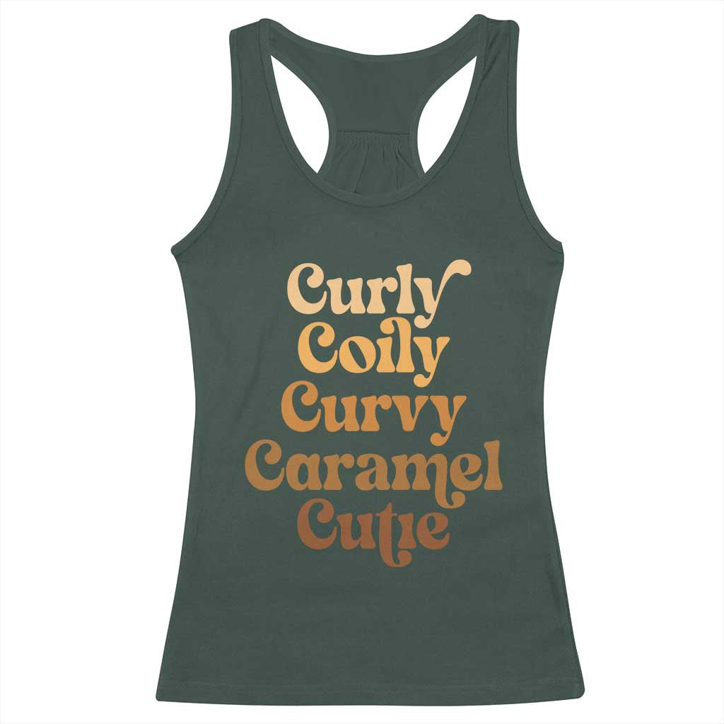 Afro Melanin Black Hair Racerback Tank Top Curly Coily Curvy Caramel Cutie