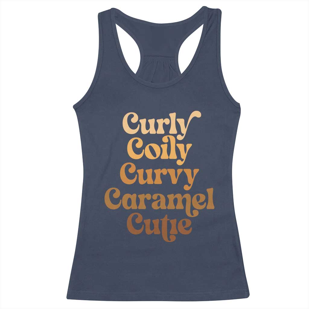Afro Melanin Black Hair Racerback Tank Top Curly Coily Curvy Caramel Cutie