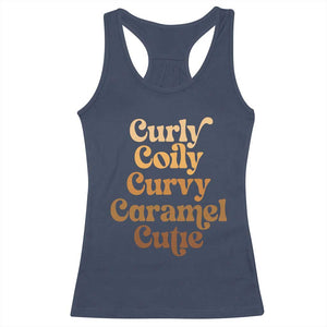Afro Melanin Black Hair Racerback Tank Top Curly Coily Curvy Caramel Cutie