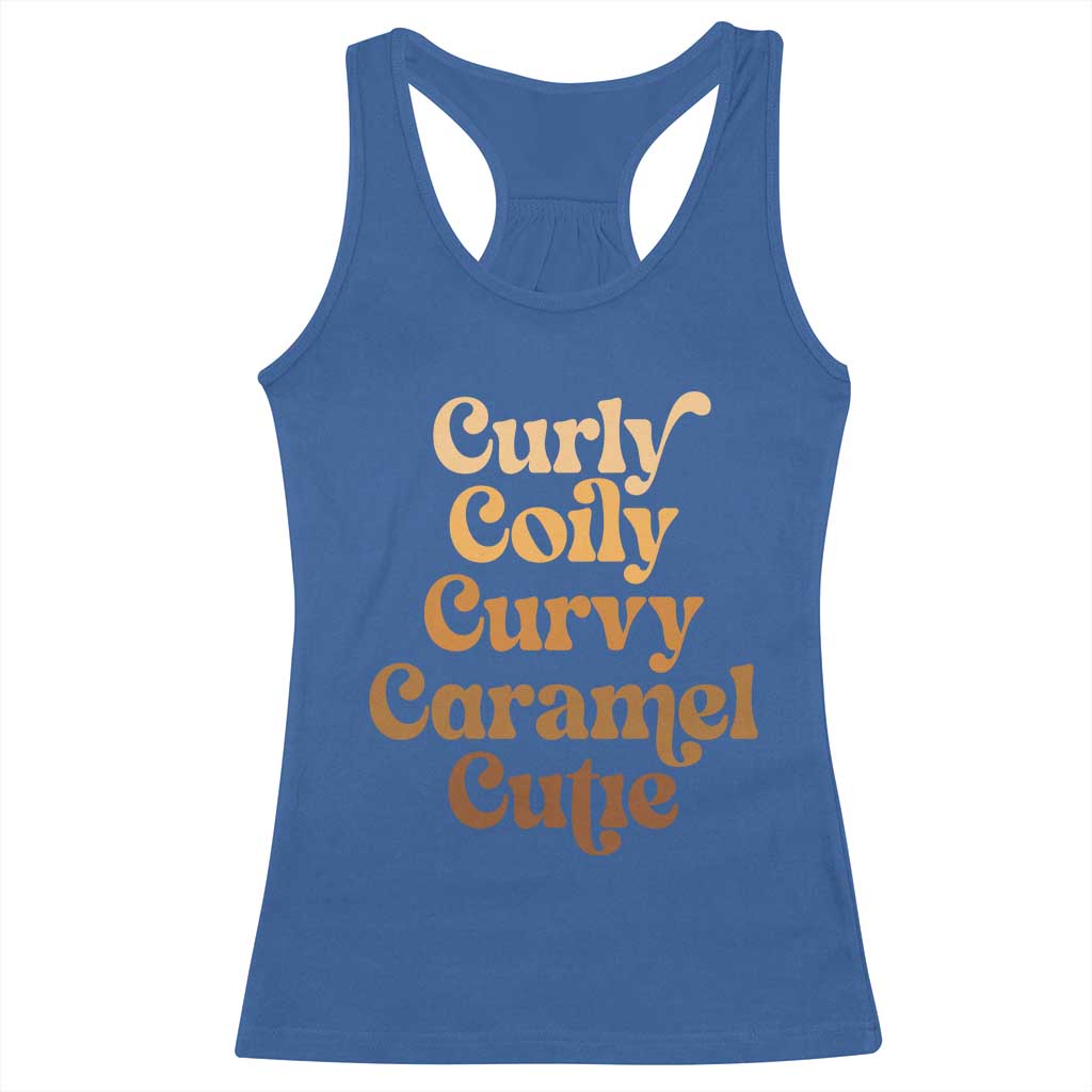 Afro Melanin Black Hair Racerback Tank Top Curly Coily Curvy Caramel Cutie