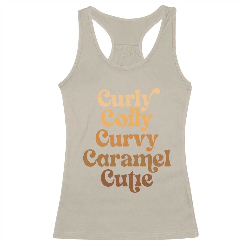 Afro Melanin Black Hair Racerback Tank Top Curly Coily Curvy Caramel Cutie