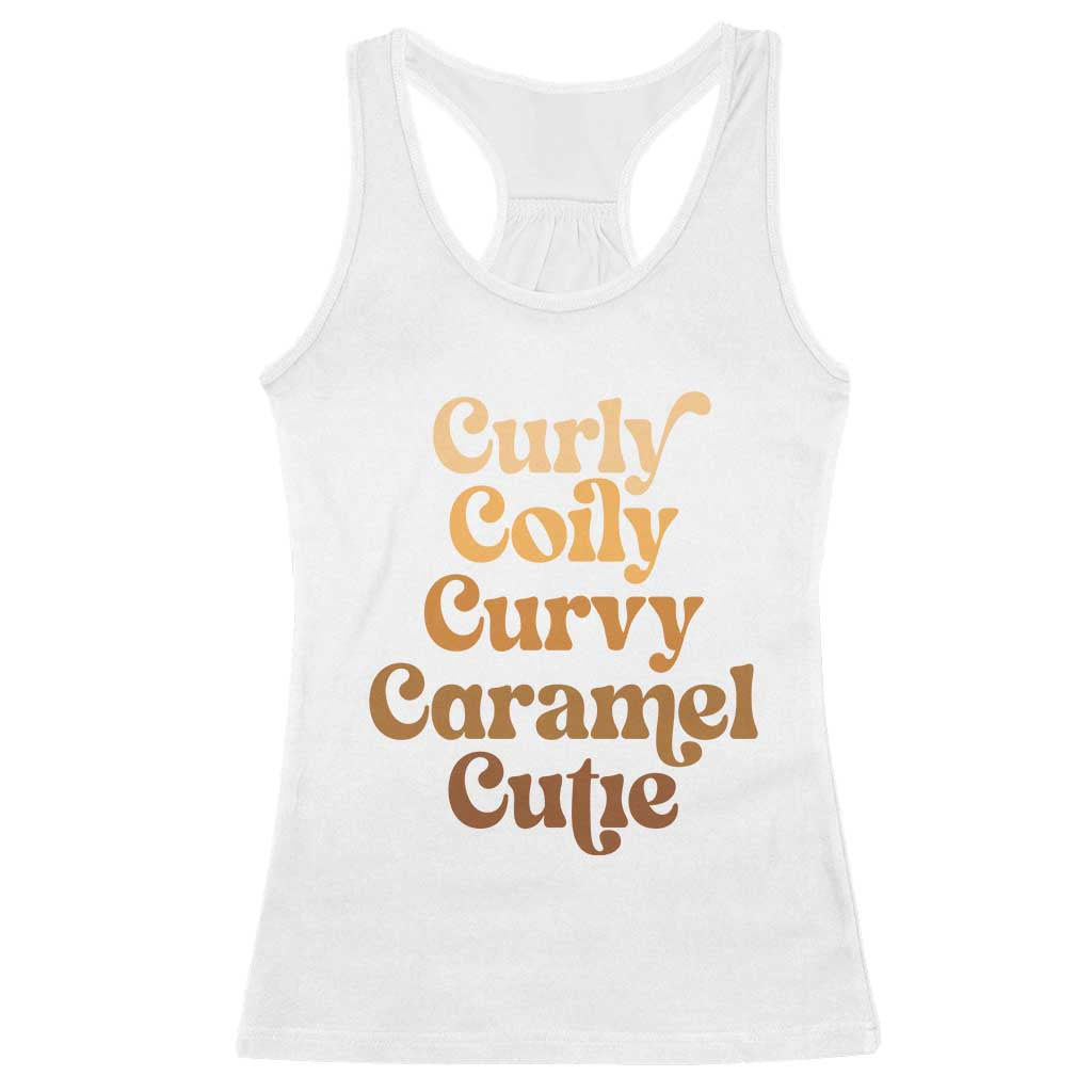 Afro Melanin Black Hair Racerback Tank Top Curly Coily Curvy Caramel Cutie