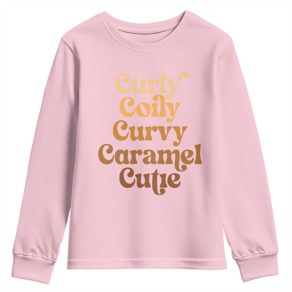 Afro Melanin Black Hair Youth Sweatshirt Curly Coily Curvy Caramel Cutie