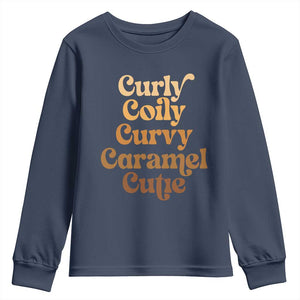 Afro Melanin Black Hair Youth Sweatshirt Curly Coily Curvy Caramel Cutie