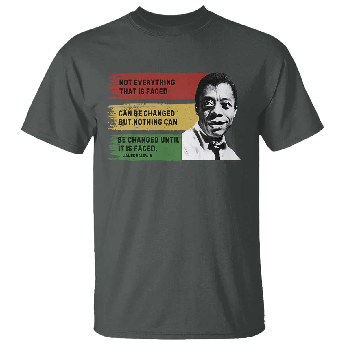 James Baldwin Inspirational Quotes T Shirt Not Everything That Is Faced Can Be Changed But Nothing Can Be Changed Until It Is Faced