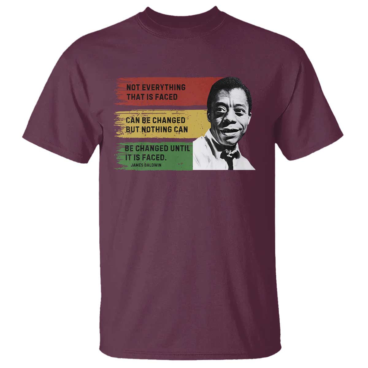James Baldwin Inspirational Quotes T Shirt Not Everything That Is Faced Can Be Changed But Nothing Can Be Changed Until It Is Faced