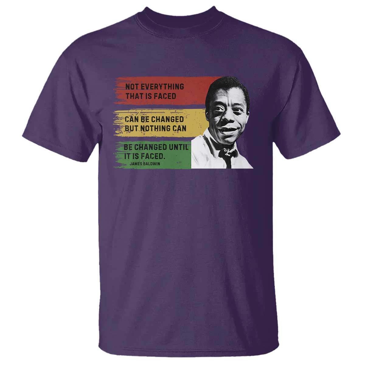 James Baldwin Inspirational Quotes T Shirt Not Everything That Is Faced Can Be Changed But Nothing Can Be Changed Until It Is Faced