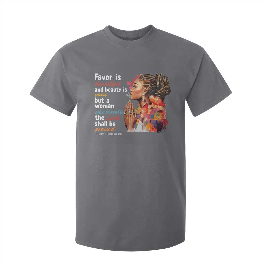 Christian African American T Shirt For Kid Favor Is Deceitful And Beauty Is Vain