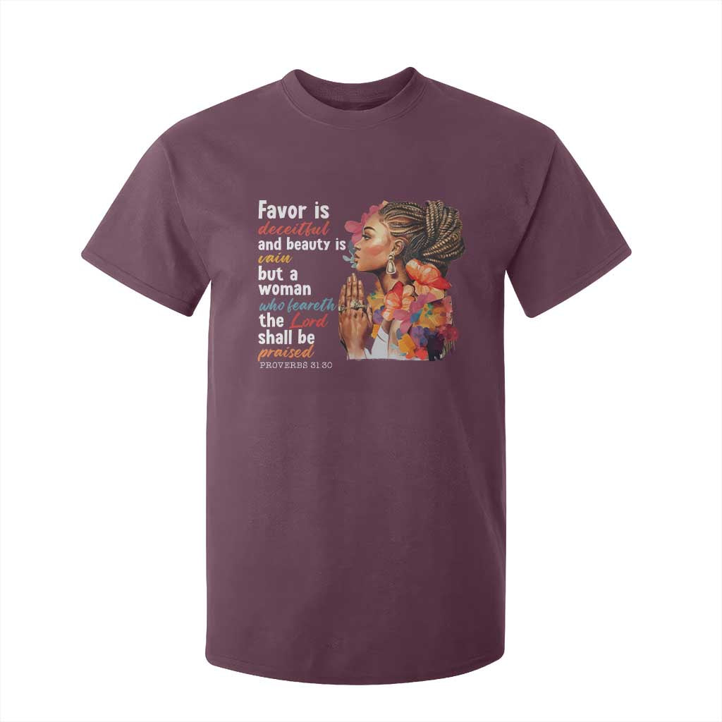 Christian African American T Shirt For Kid Favor Is Deceitful And Beauty Is Vain