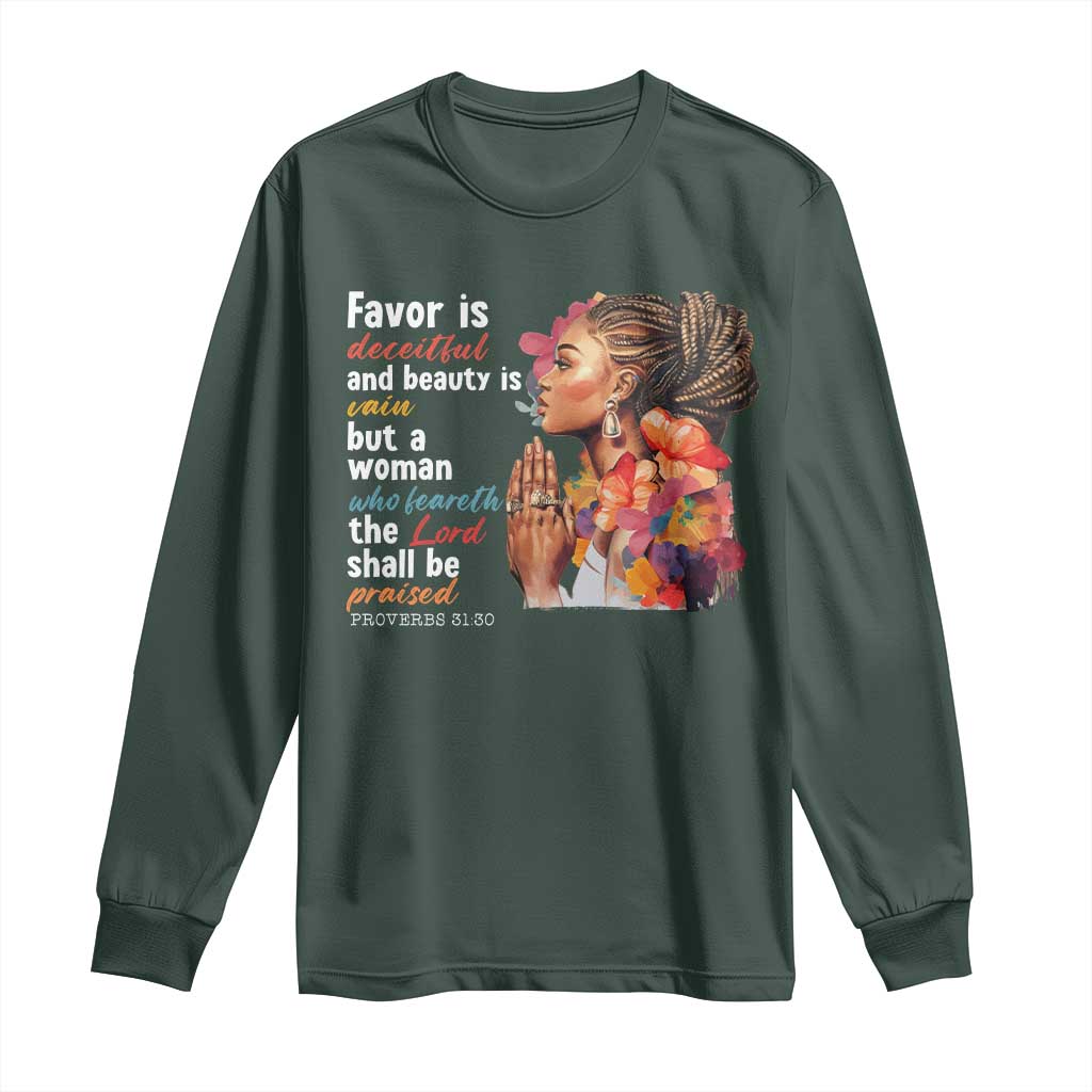 Christian African American Long Sleeve Shirt Favor Is Deceitful And Beauty Is Vain