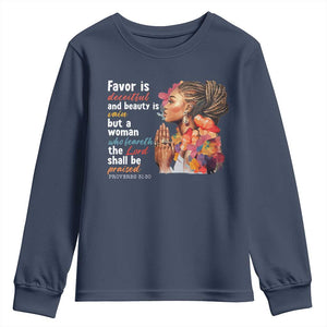 Christian African American Youth Sweatshirt Favor Is Deceitful And Beauty Is Vain
