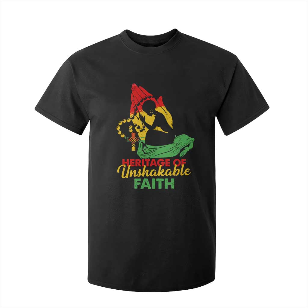 Christian African American T Shirt For Kid Heritage Of Unshakable Faith Black History Month