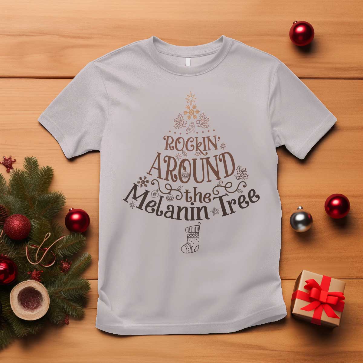 African American Christmas T Shirt Rockin' Around The Melanin Xmas Tree