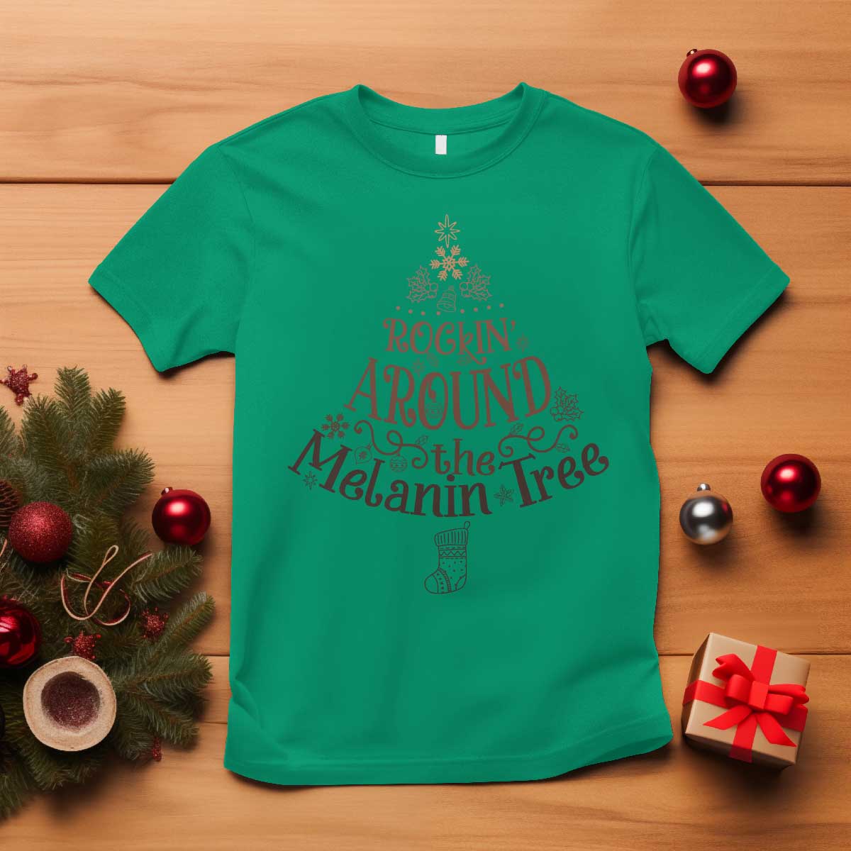 African American Christmas T Shirt Rockin' Around The Melanin Xmas Tree