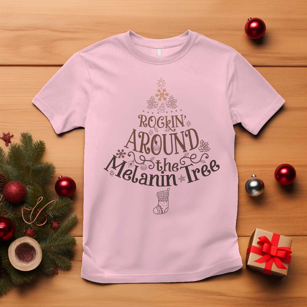 African American Christmas T Shirt Rockin' Around The Melanin Xmas Tree