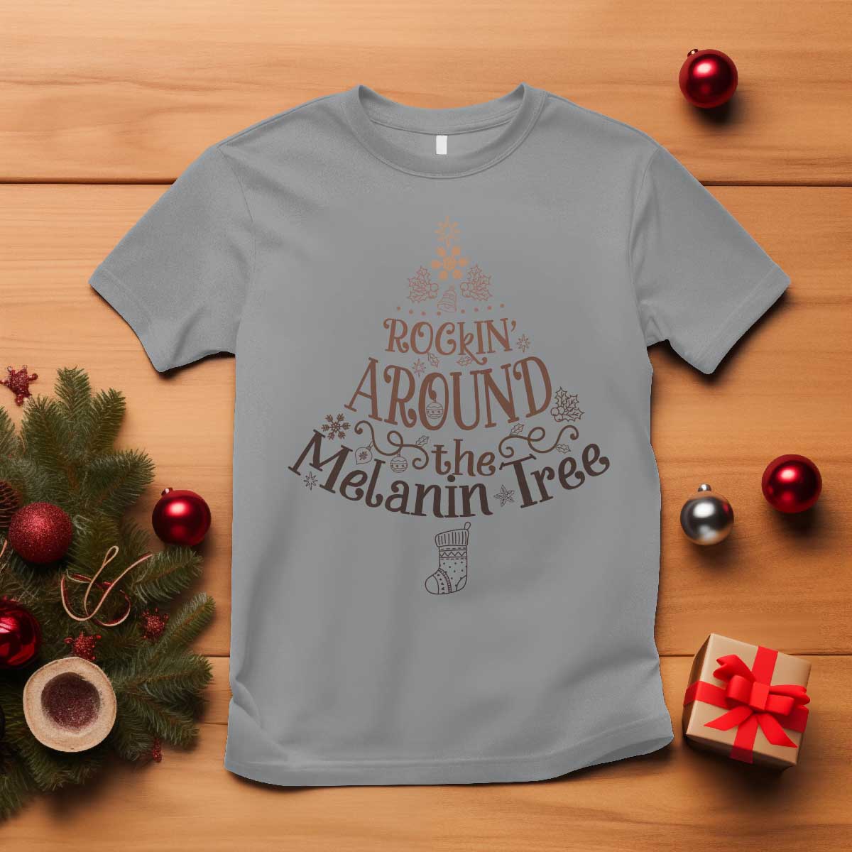 African American Christmas T Shirt Rockin' Around The Melanin Xmas Tree