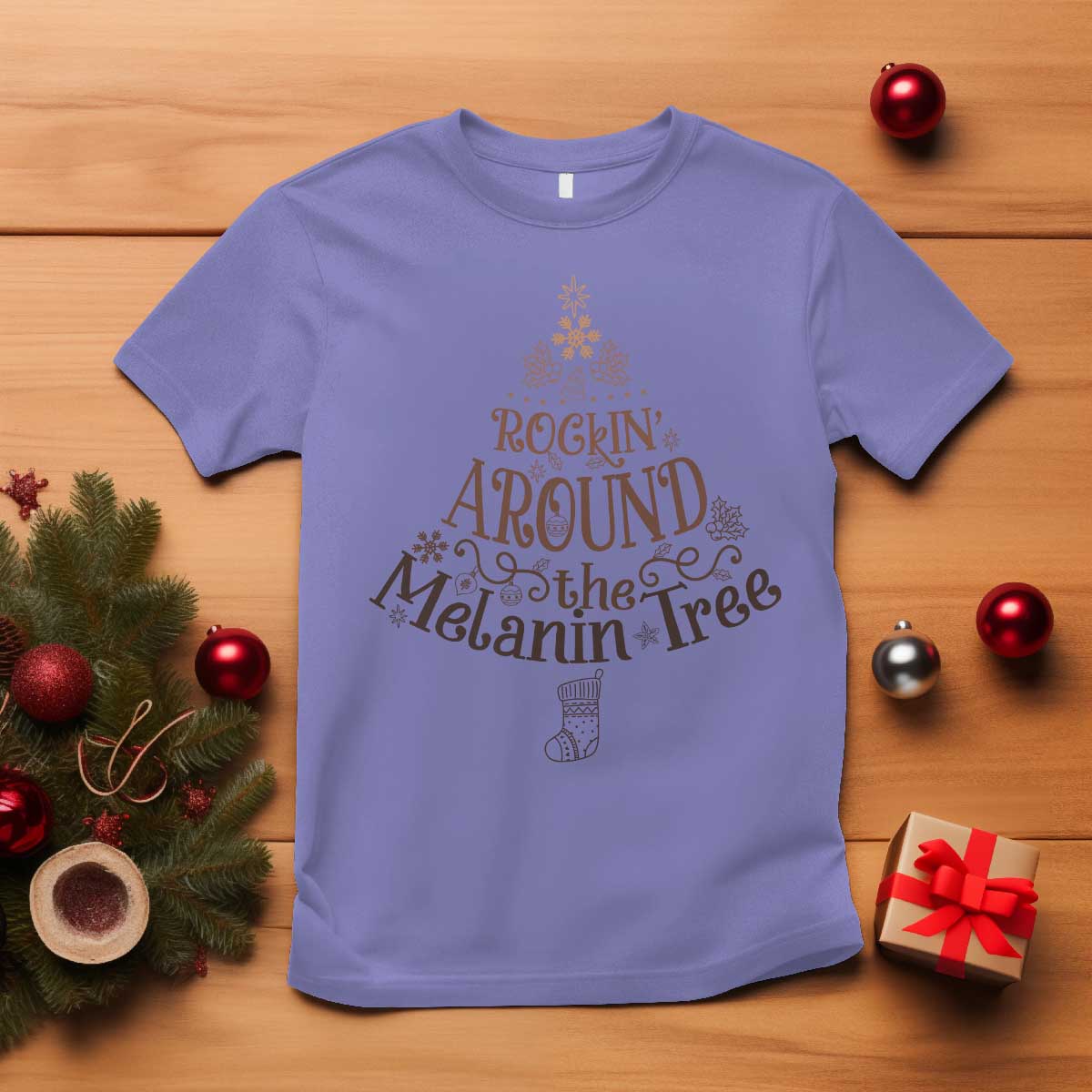 African American Christmas T Shirt Rockin' Around The Melanin Xmas Tree