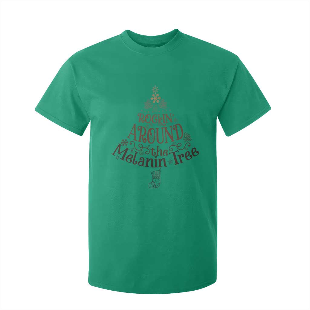 African American Christmas T Shirt For Kid Rockin' Around The Melanin Xmas Tree