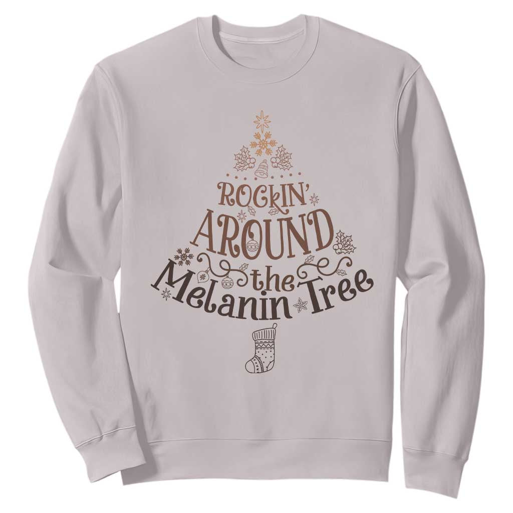 African American Christmas Sweatshirt Rockin' Around The Melanin Xmas Tree