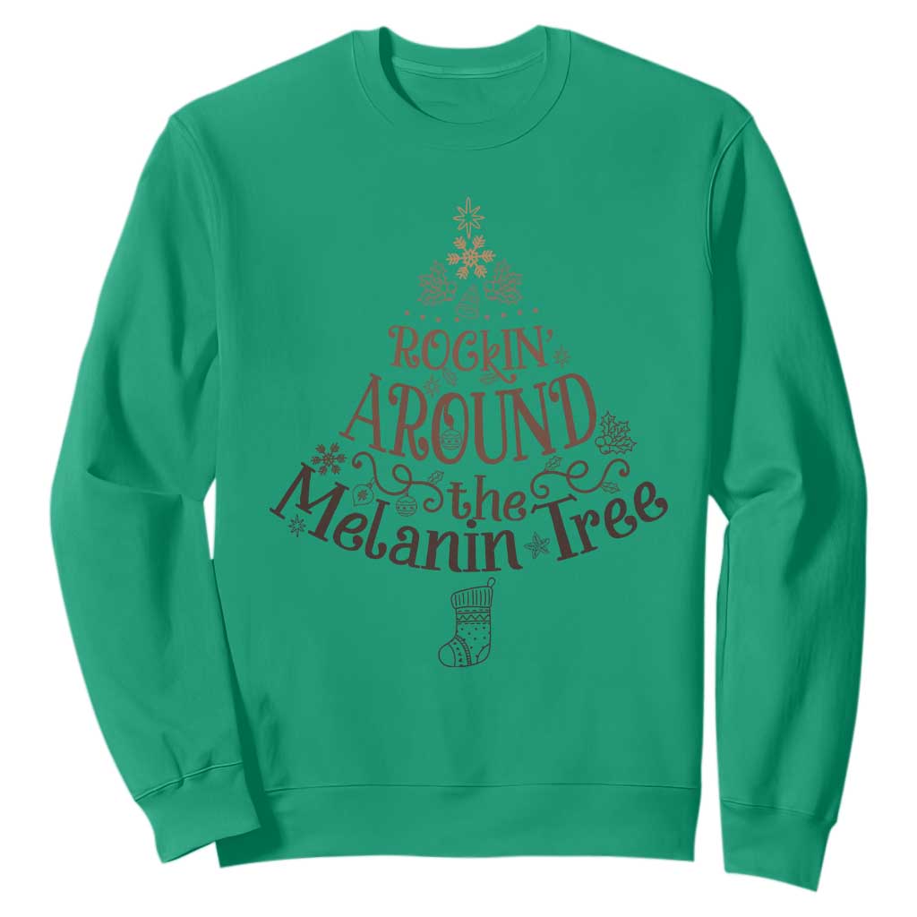 African American Christmas Sweatshirt Rockin' Around The Melanin Xmas Tree