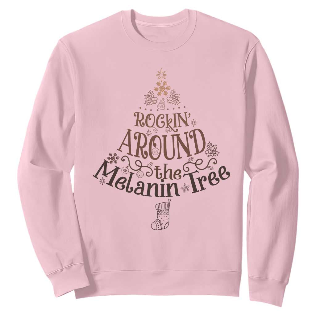 African American Christmas Sweatshirt Rockin' Around The Melanin Xmas Tree