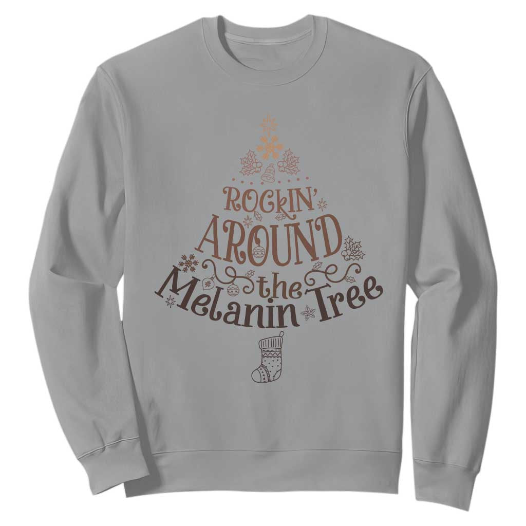 African American Christmas Sweatshirt Rockin' Around The Melanin Xmas Tree