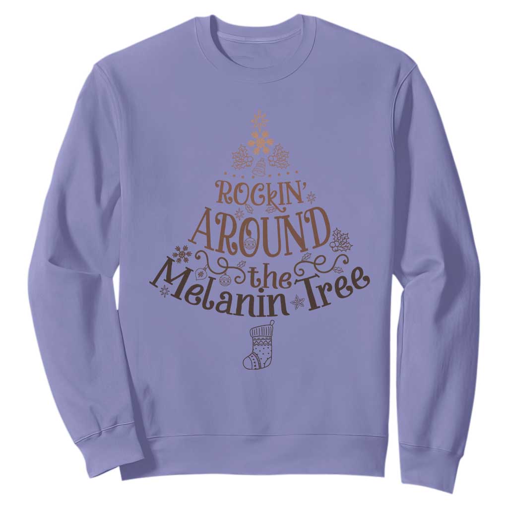 African American Christmas Sweatshirt Rockin' Around The Melanin Xmas Tree