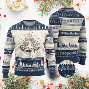 Xmas African American Ugly Christmas Sweater Rockin' Around The Melanin Xmas Tree