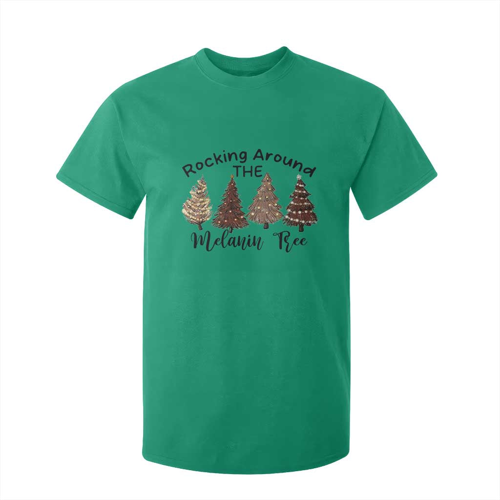 African American Christmas T Shirt For Kid Rocking Around The Melanin Xmas Tree